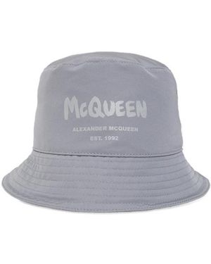 McQueen Logo Printed Bucket Hat - Grey