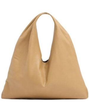The Row Small Bindle Silk Leather Top Handle Bag - Natural