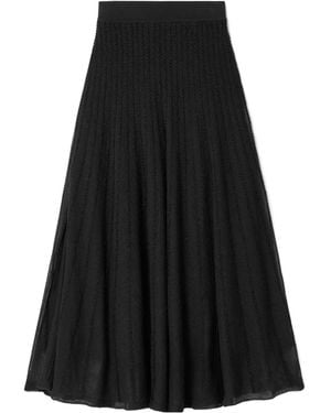 KHAITE Dawn Pointelle-Knit Midi Skirt - Black