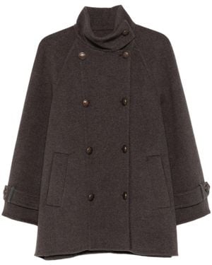 Brunello Cucinelli Double-Breasted Buttoned Coat - Grey