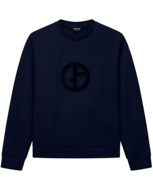 Giorgio Armani Logo Crew Neck Sweatshirt - Blue