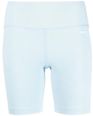 Sporty & Rich Logo-Patch Ribbed Biker Shorts - Blue
