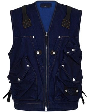 Stone Island Men S Indigo Polypropylene Denim Light Vest Rinsed - Blue