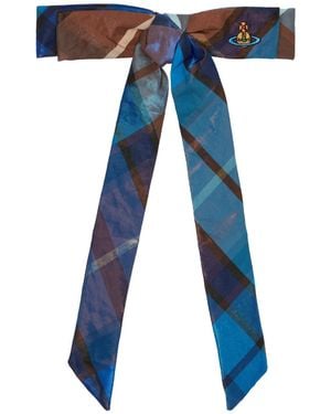 Vivienne Westwood Checked Bow Hair Clip - Blue