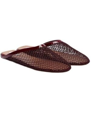 Alaïa Fishnet Flat Mules - Brown