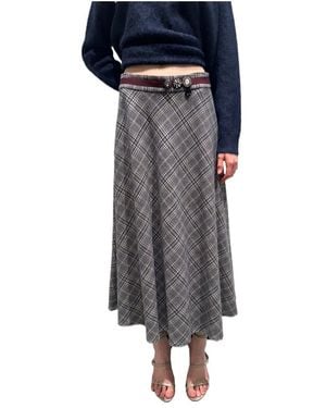 Max Mara Plaid Midi Skirt - Blue