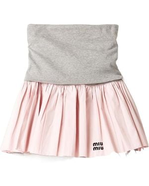 Miu Miu Jersey And Poplin Skirt - Multicolor