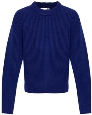 Jil Sander Ribbed Crew-Neck Knitted Jumper - Blue