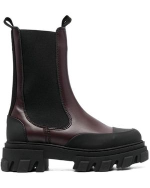 Ganni Cleated Mid Chelsea Boots - Black