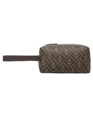 Fendi Ff Printed Zipped Beauty Case - Grey
