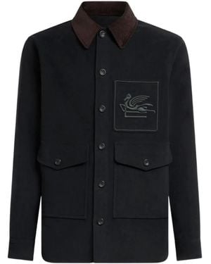 Etro Pegaso Embroidered Flap Pocket Jacket - Black