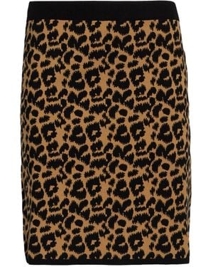 Max Mara Leopardprint Knit Midi Skirt - Black