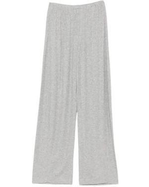 Nanushka Zoela Ribbed Barrel-Leg Pants - Gray