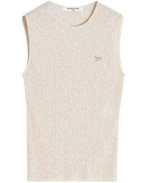 Maison Kitsuné Maison Kitsuné Baby Fox Fine Rib Knitted Top - Natural