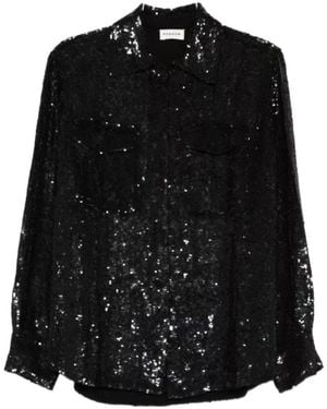 P.A.R.O.S.H. P.A.R.O..H. Sequined Button-Up Top - Black