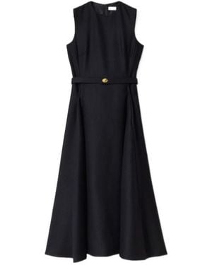 Burberry Belted Check Wool Dress - Black