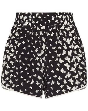 RED Valentino Butterfly Printed Elastic Waist Shorts - Black