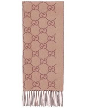 Gucci Gg Fringed Edge Scarf - Pink