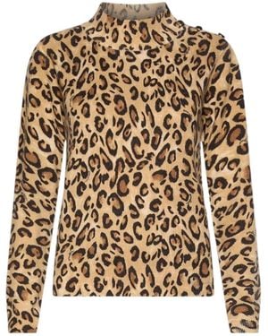 Marella Long-Sleeved Turtleneck Knit Top - Brown