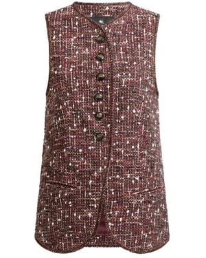 Etro Tweed Button Waistcoat - Brown