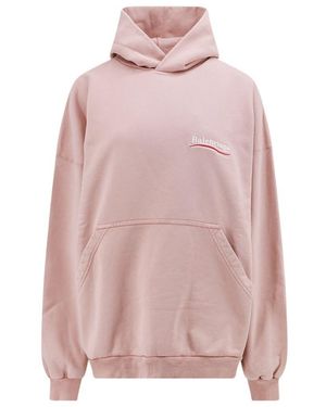 Balenciaga Logo Embroidered Hoodie - Pink
