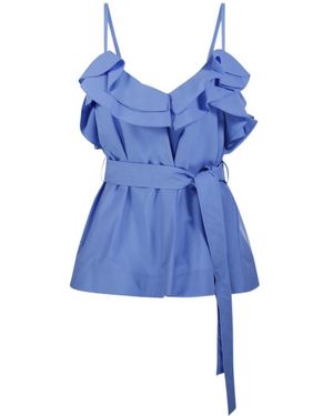 P.A.R.O.S.H. Ruffled Belted Top - Blue
