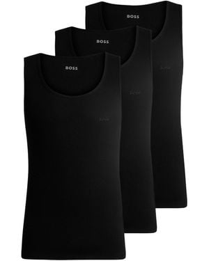 BOSS Solid Crew Neck Tank Top 3-Pack - Black