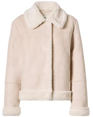 MC2 Saint Barth Lorayne Faux-Shearling-Collar Jacket - Natural