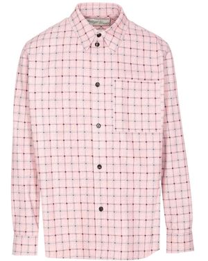 Bottega Veneta Check Print Leather Shirt - Pink