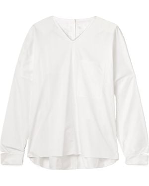 Tibi Oversized Cutout Cotton-Poplin Shirt - White