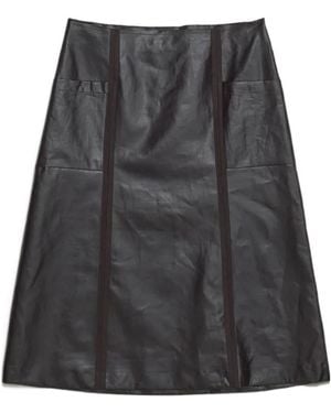 Paloma Wool Vertical Cut Detailed Midi Skirt - Black