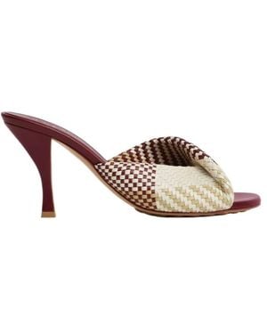 Bottega Veneta Leather Intrecciato Blink Mules 80 - Brown
