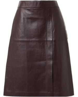 JOSEPH Sevres Panelled Leather Skirt - Brown