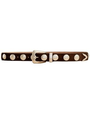 KHAITE The Benny Stud Embellished Buckled Belt - White