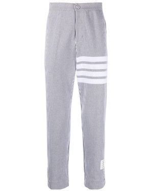 Thom Browne 4-Bar Seersucker Tailored Trousers - Grey