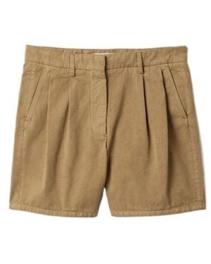 Miu Miu Cotton Gabardine Bermuda Shorts - Natural