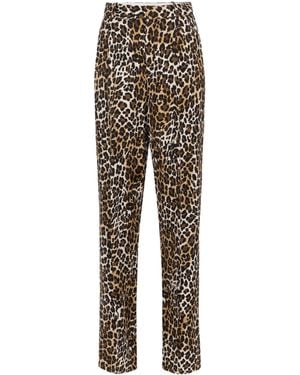 Elisabetta Franchi Double-Dart Animalier Crêpe Straight Trousers - Multicolour
