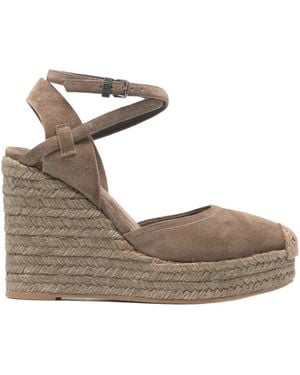 Brunello Cucinelli Exquisite Lace-Up Wedge Espadrilles - Gray
