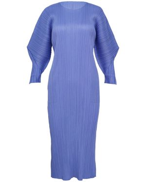 Pleats Please Issey Miyake Skyline Batwing-Sleeve Dress - Blue