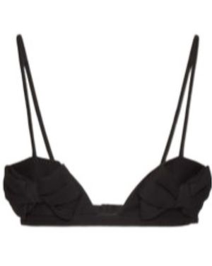 Valentino Crepe Couture Bow-Embellished Bralette - Black
