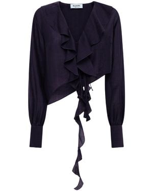 Blugirl Blumarine Ruffled Asymmetric Wrap Top - Blue
