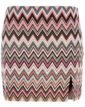 Missoni Zigzag Woven Front Slit Mini Skirt - Multicolour