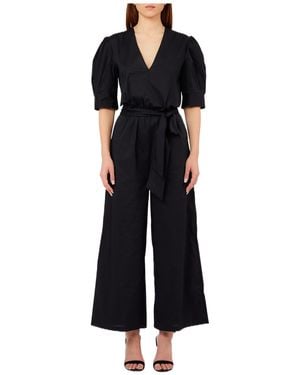 Liu Jo Puffed Sleeve Belted Jumpsuit - Black