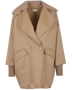 P.A.R.O.S.H. P.A.R.O..H. Oversized Knit-Trim Coat - Natural