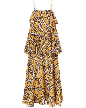 ALÉMAIS Printed Ramie Maxi Dress - Metallic