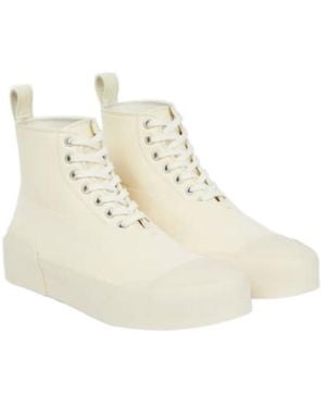 Jil Sander Leather High-Top Sneakers - Natural