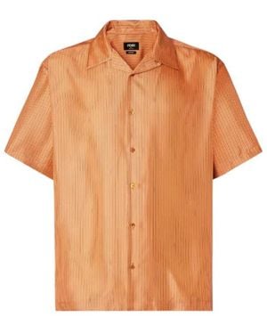 Fendi Logo-Stripe Silk Shirt - Orange