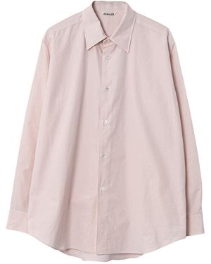 AURALEE Long-Sleeve Button-Down Shirt - Pink