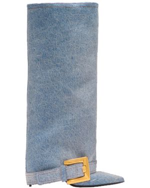 Balmain Anthem Denim Boots - Blue