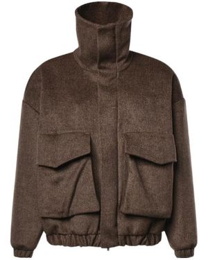 Frankie Shop High-Neck Long-Sleeve Casual Jacket - Brown